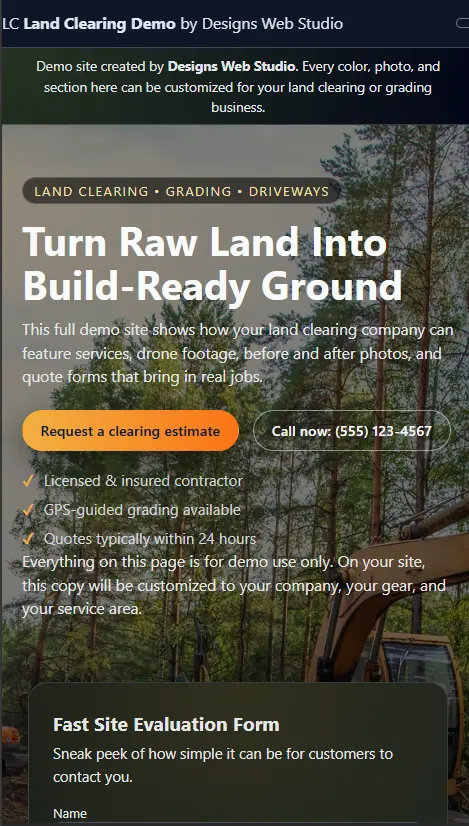 Grading demo home page on mobile