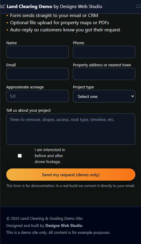 Grading demo layout and form on mobile